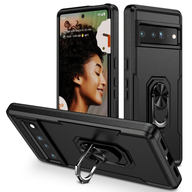 Google Pixel 7 Pro Shockproof TPU + PC Kickstand Phone Case Car Mount Metal Sheet - Black