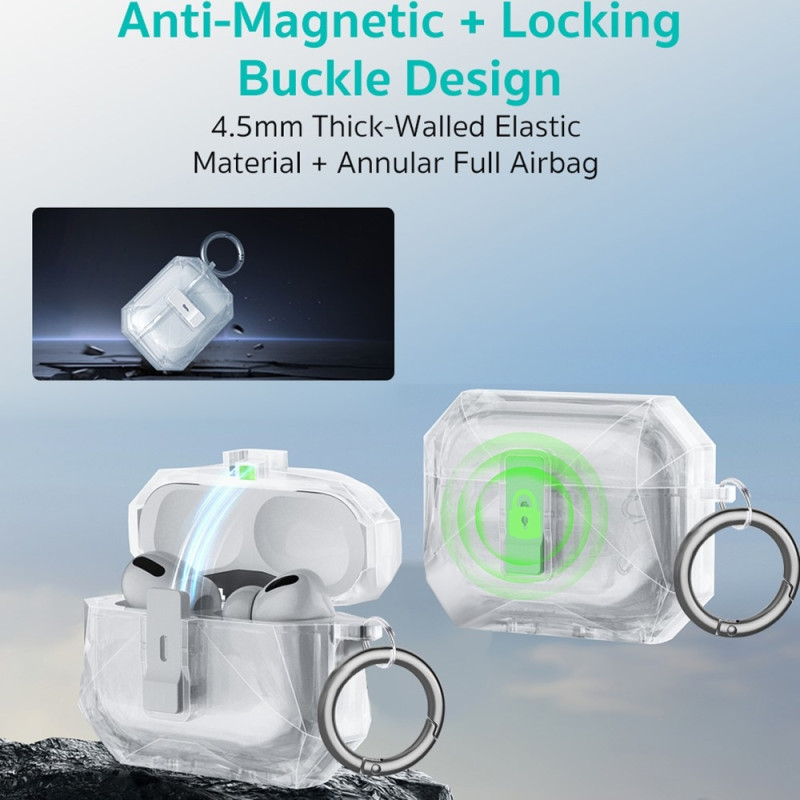 COTECI For AirPods Pro 3 Beskyttende Etui Med Metallkrok - Rosa