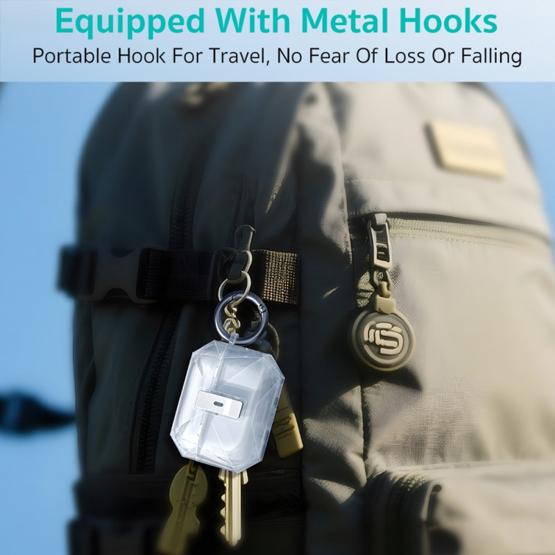 COTECI AirPods Pro 3:lle suojakuori metallikoukulla - Vaaleanpunainen