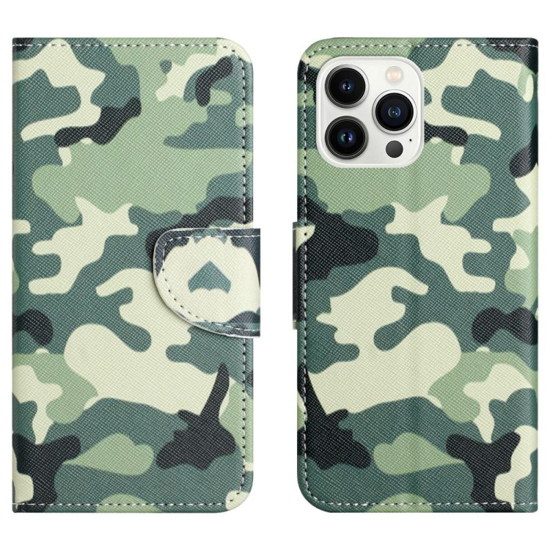 Til iPhone 15 Pro Max tegnebogstativetui Telefoncover - Camouflage