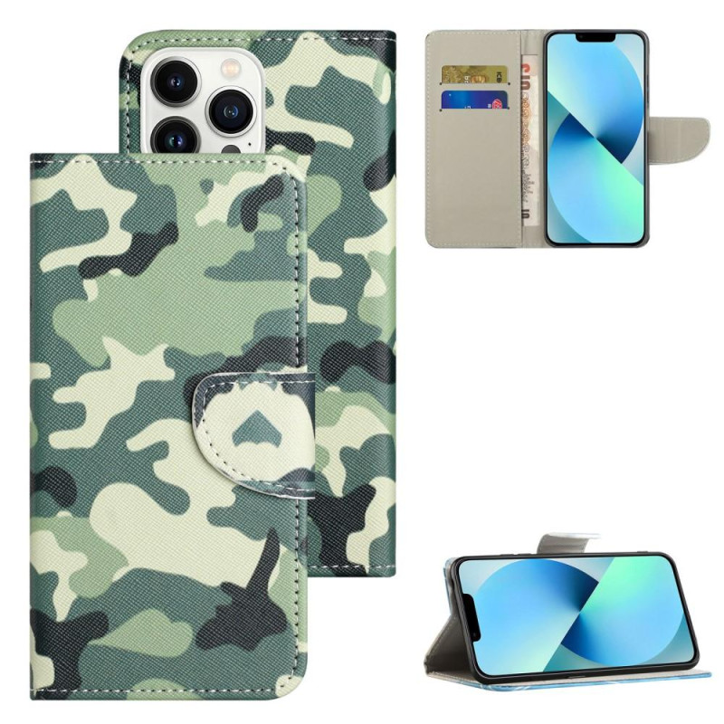 For iPhone 15 Pro Max Wallet Stand Case Phone Cover - Camouflage