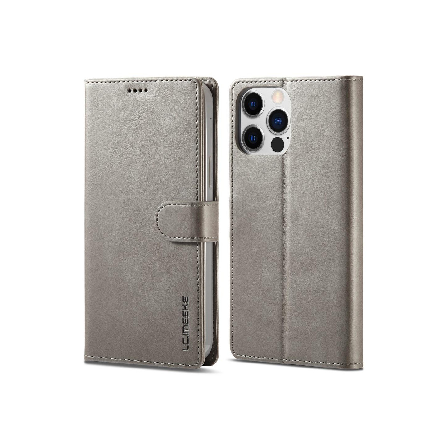 LC.IMEEKE Wallet Case for iPhone 15 Pro Max - Gray