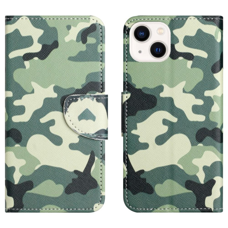 For iPhone 15 Plus Wallet Stand Case Phone Cover - Camouflage