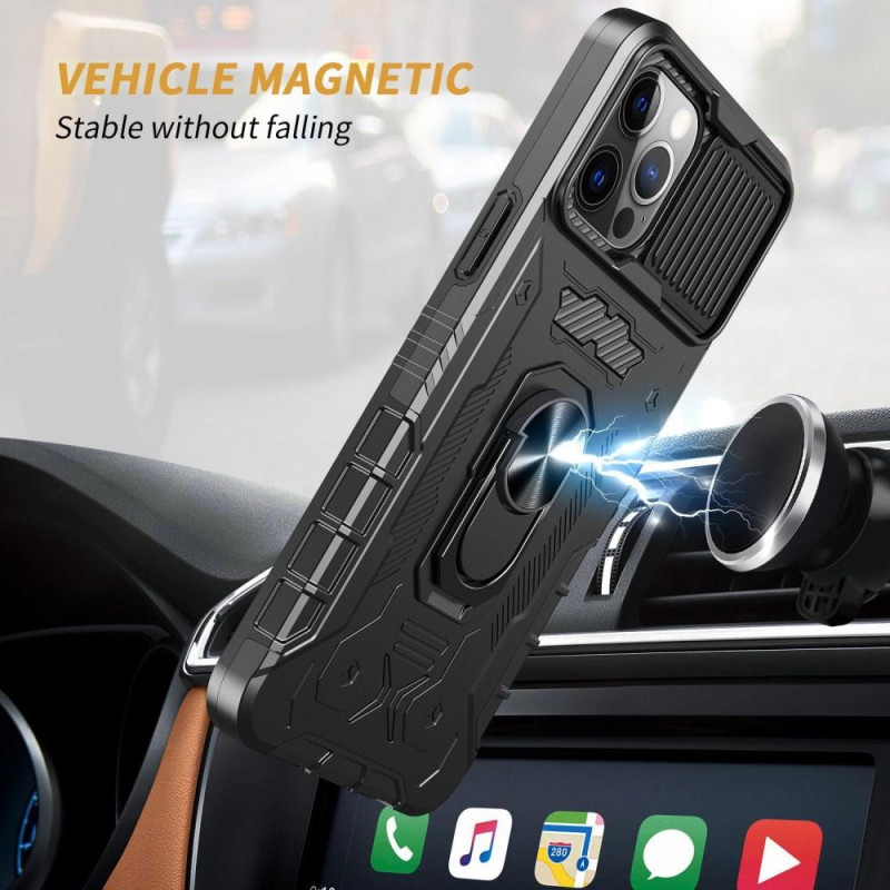 iPhone 14 Pro Max Hybrid - deksel med fingerring og kamerabeskyttelse+herdet glass