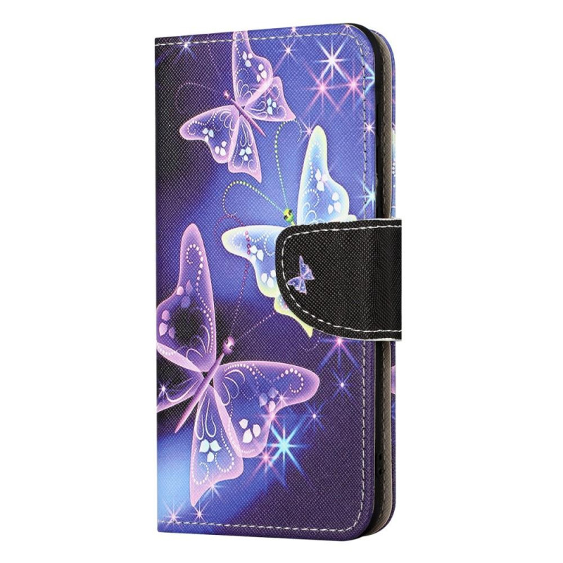 For iPhone 15 Wallet Stand Case Pattern Phone Cover - Butterflies