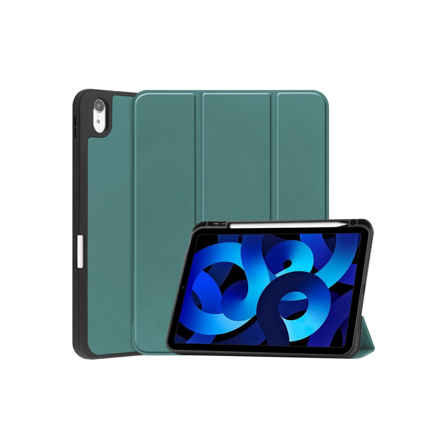 Tri - fold Stand Case for iPad 10.9 (2022) Tablet Cover Pen slot - Green