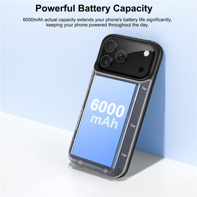 For iPhone 17 Pro 6000mAh Rechargeable Battery Shell Charging Case Powerbank