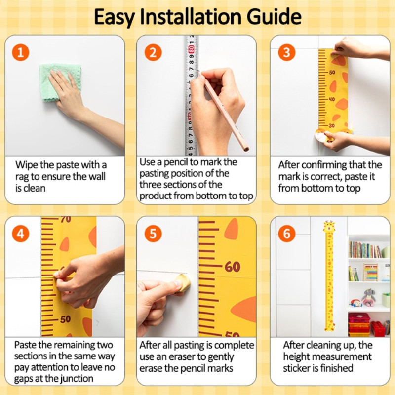 Veggklistremerke for mål av vekstlengde - Vekstdiagram - Elefant