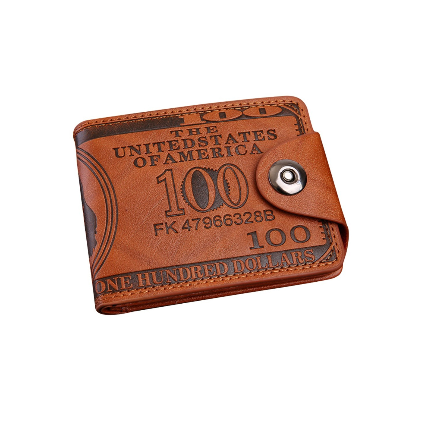 Wallet Purse 100 Dollar Bill Money Bifold Card Holder - Brown