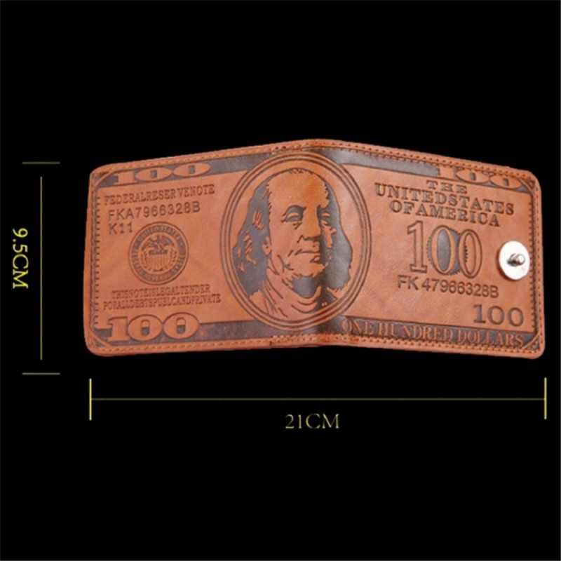 Wallet Exchange 100 Dollar Bill Money Bifold Kortholder - Brun