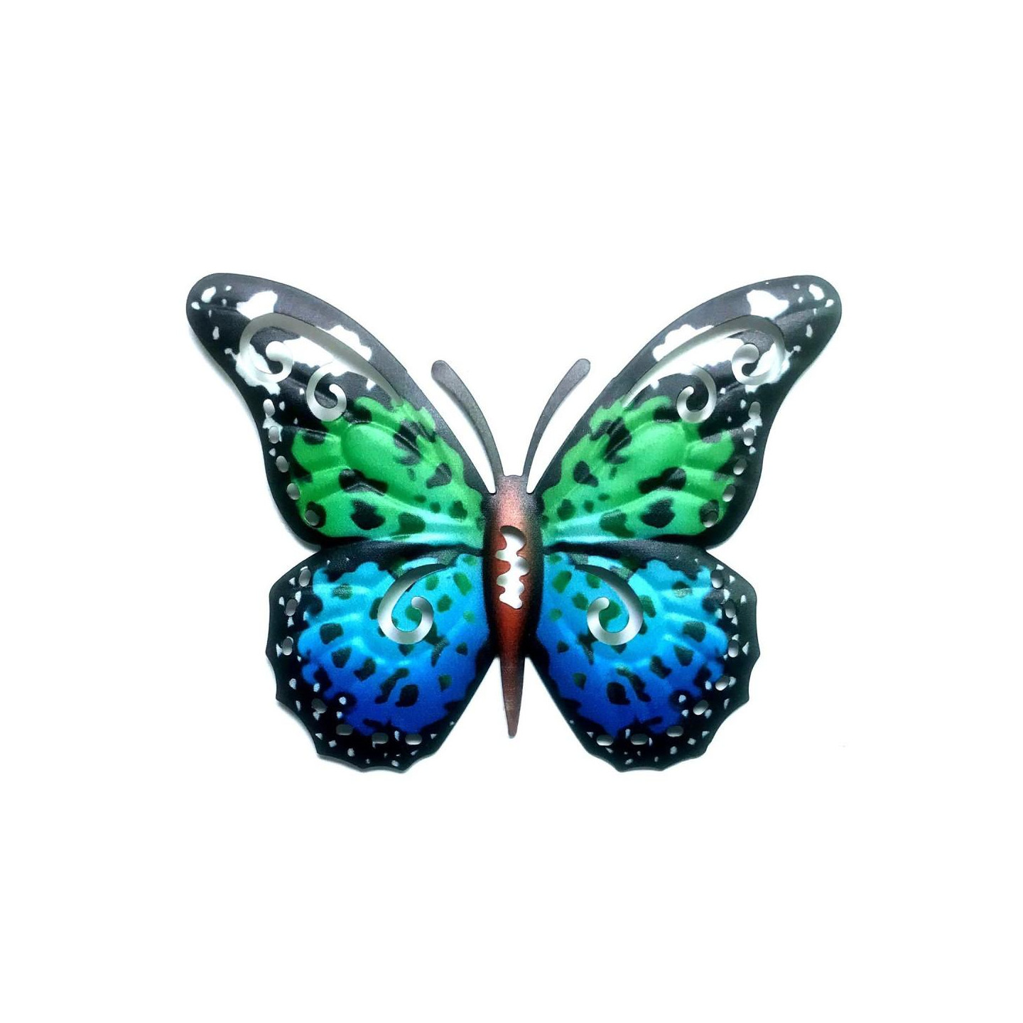 Art 3D Butterfly Wall Hanging Decor Garden Yard Home Ornament - Green - Blue