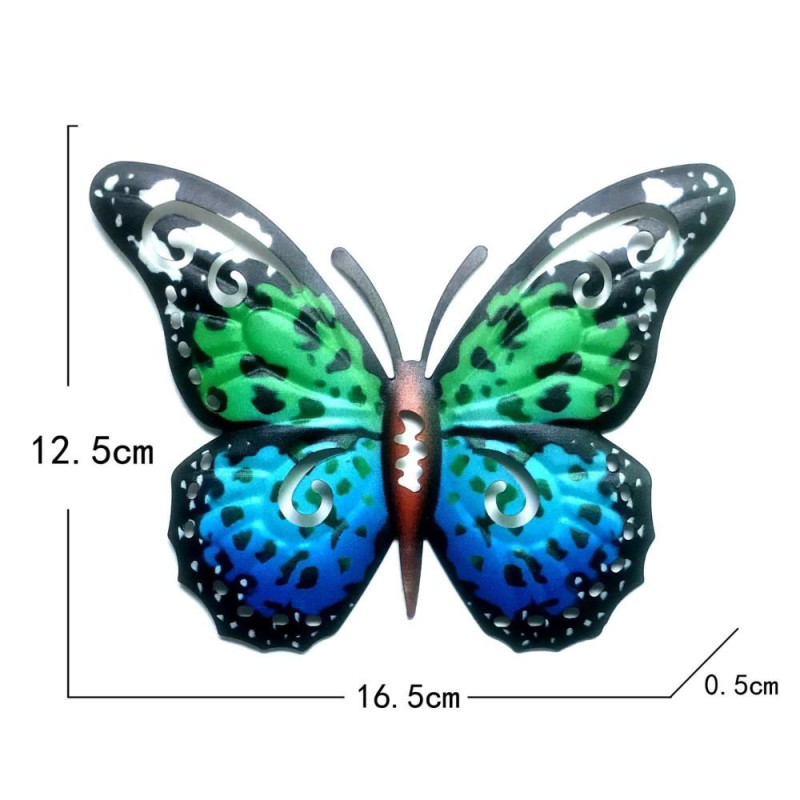 Art 3D Butterfly Wall Hanging Decor Garden Yard Home Ornament - Green - Blue