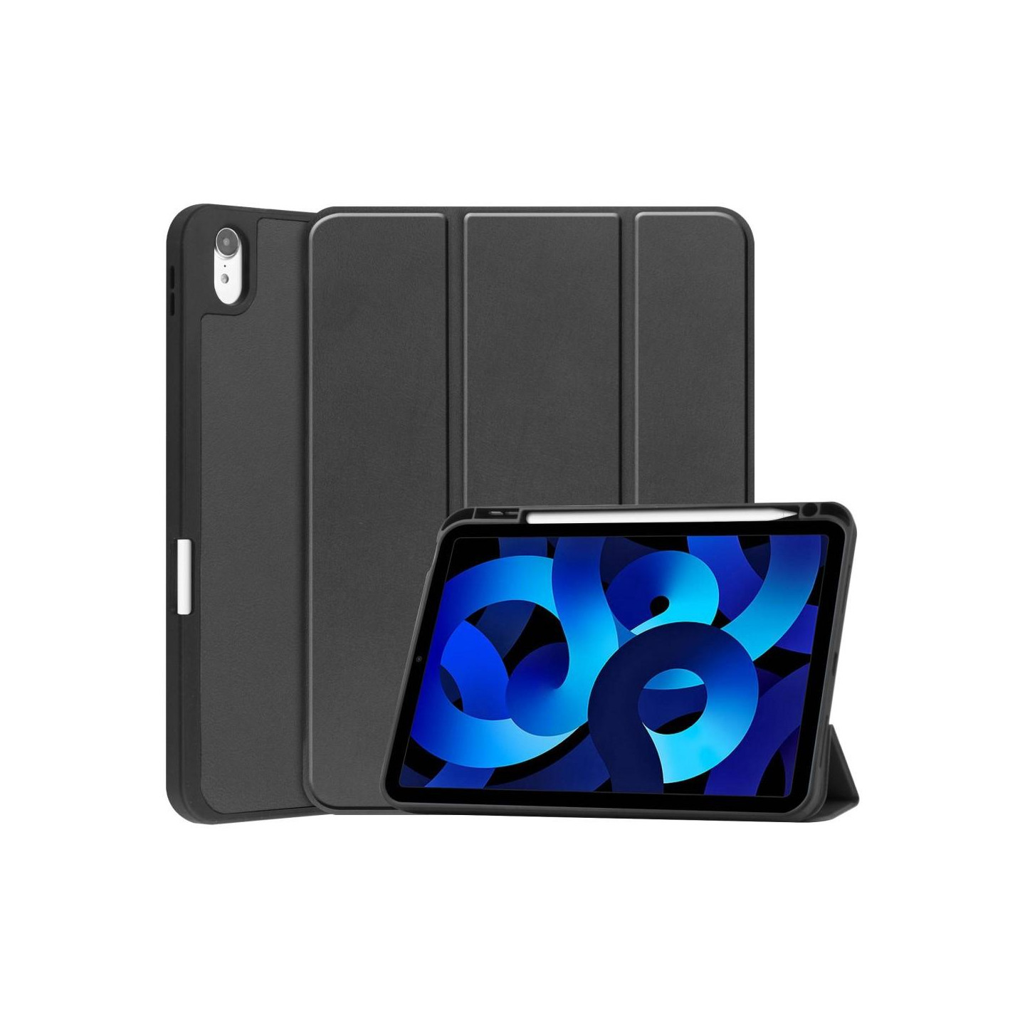Tri - fold Stand Case for iPad 10.9 (2022) Tablet Cover Pen slot - Black