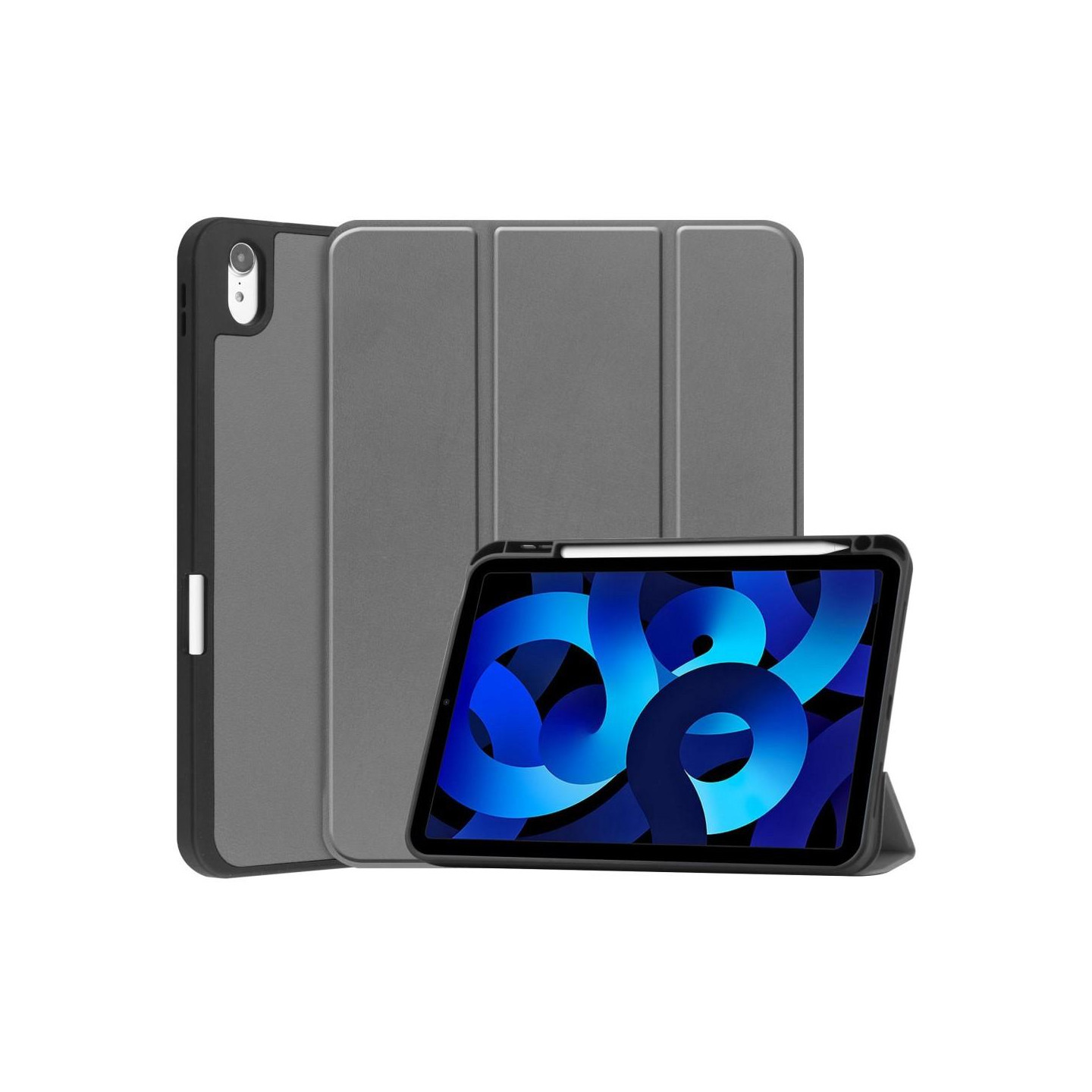 Apple iPad 10.9 2022 Slim Fit Trifoldbart deksel Pennebrett - Grå