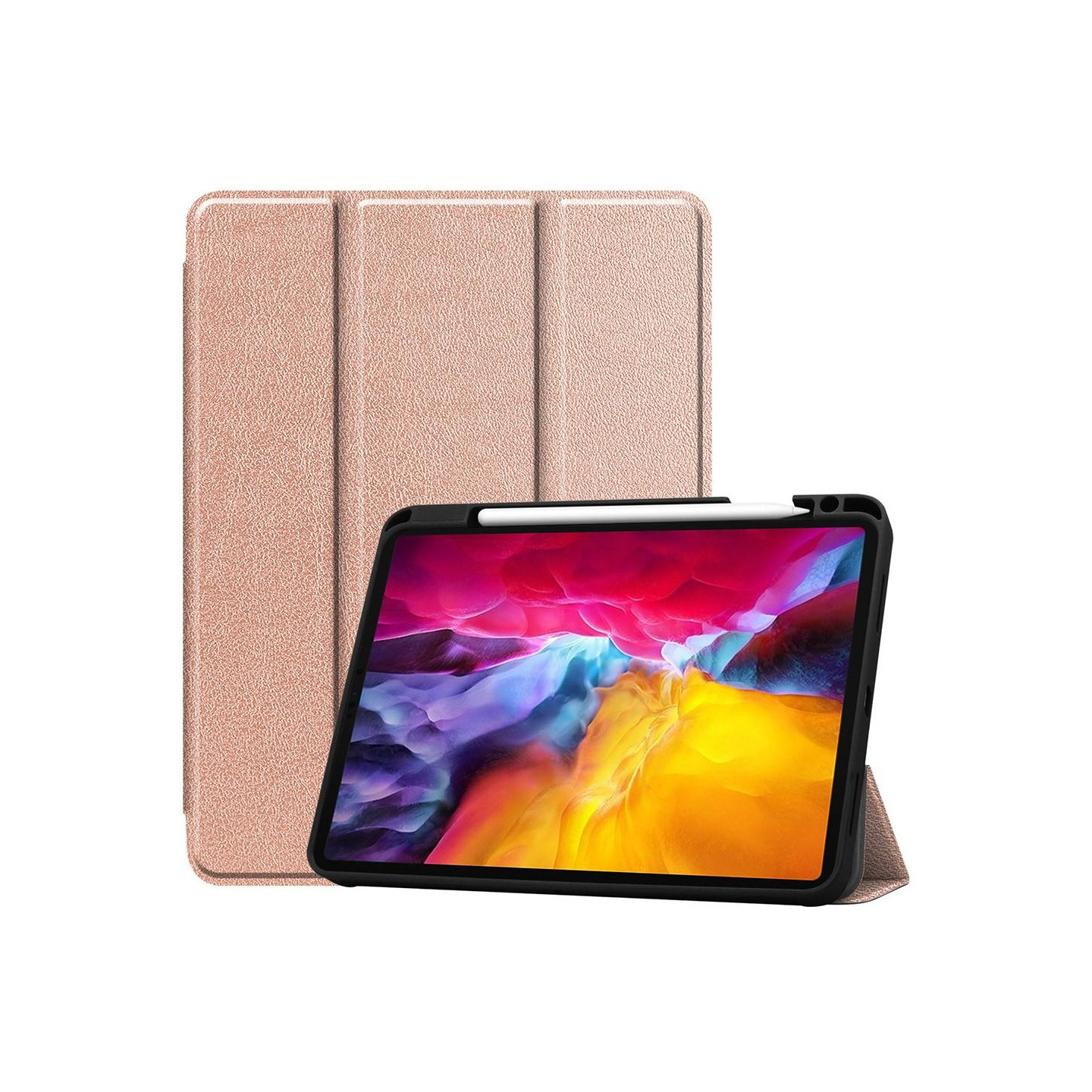 For iPad Pro 11 2021 Tri - fold Stand Tablet Suojakuori Kansi - RoseGold