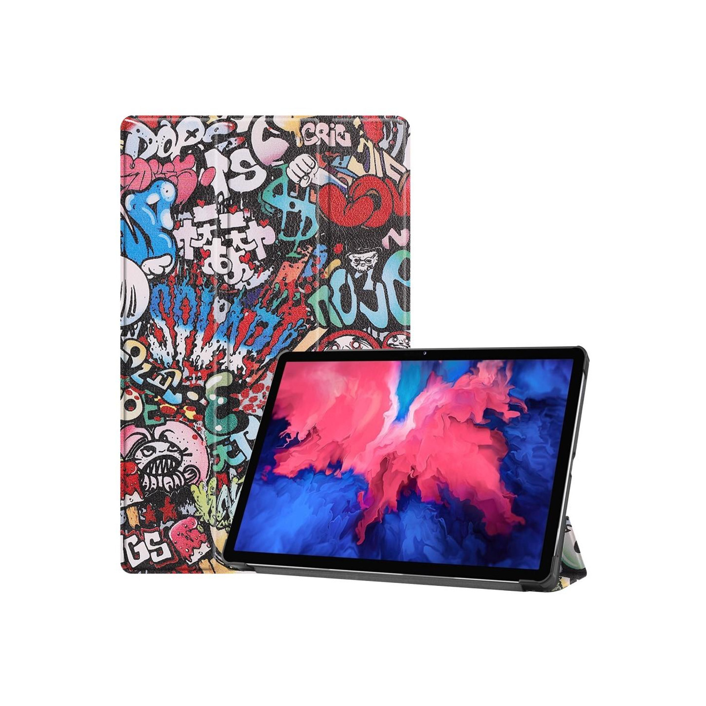 Tri - fold Stand Kansi - Lenovo Tab P11 TB - J606F - Graffiti