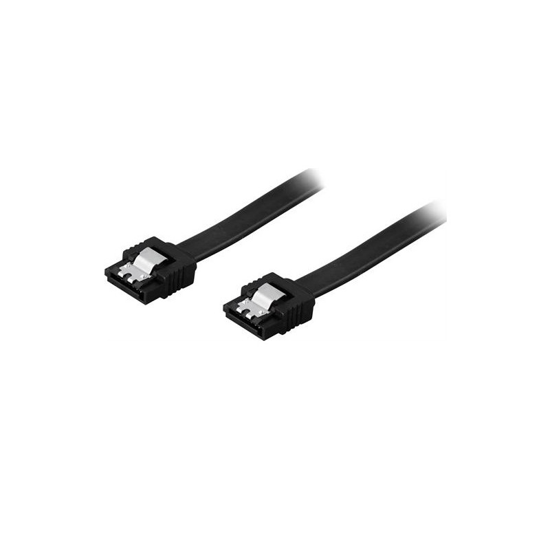 DELTACO SATA - kabel, SATA 6Gb/s, låseklips, rett - rett, 0.5m, svart