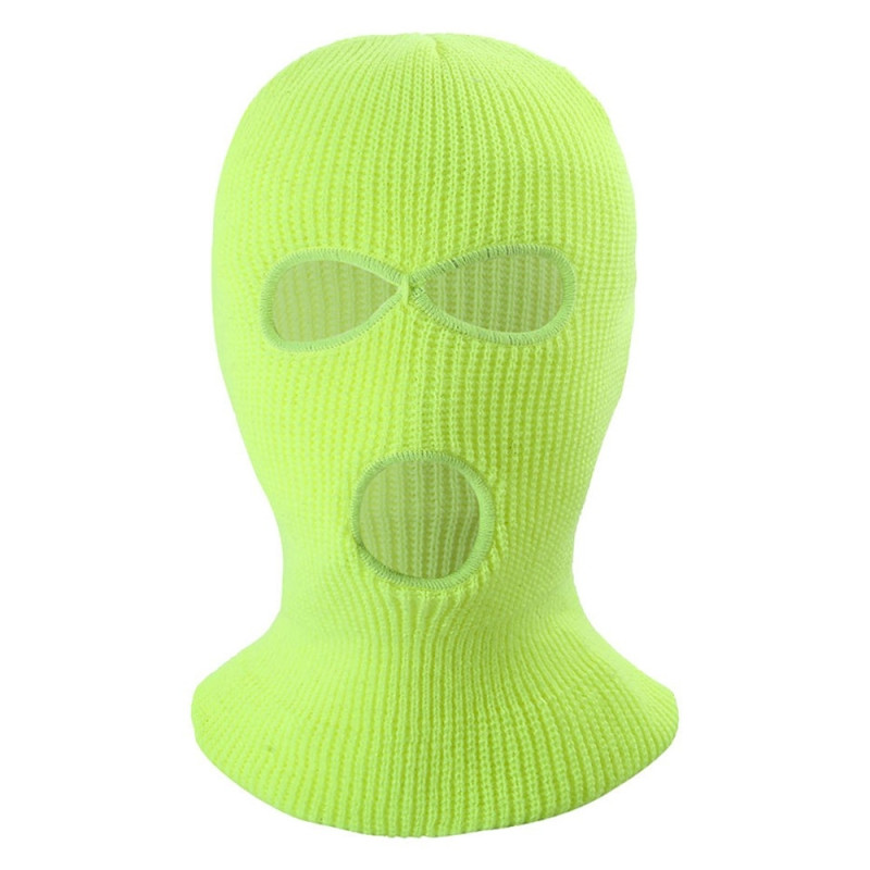 Vinter fuld ansigtsmaske Tre - huls Balaclava strikket hue hals damask - Fluorescerende gul