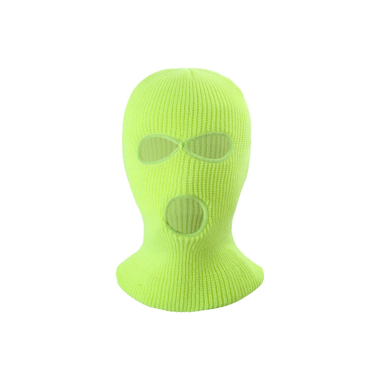 Vinter Helansikte Mask Tre - håls Balaclava Stickad Hatt Hals Damask - Fluorescerande gul