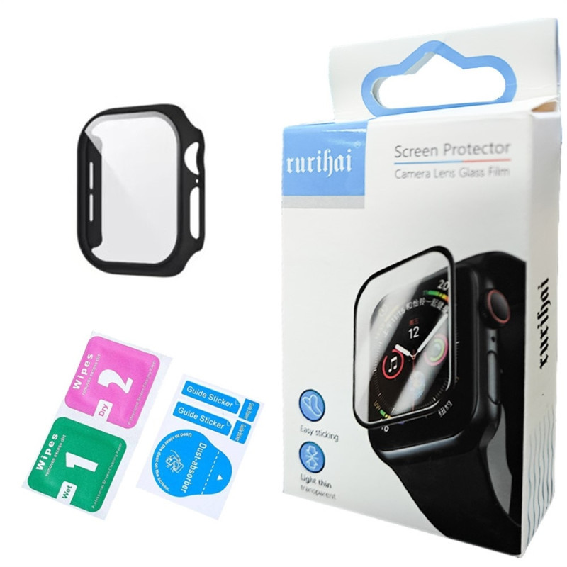 For A Watch Series 10 46mm Etui Shell med hærdet glas - sort