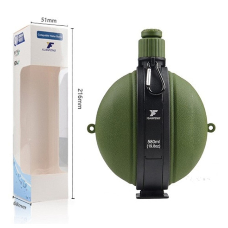 580 ml collapsible silicone water bottle with compass