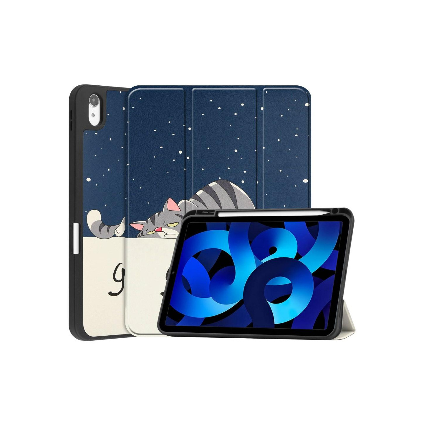 Tri - fold Stand Suojakuori - iPad 10.9 (2022) Tablet Kansi Pen Holder - Cat