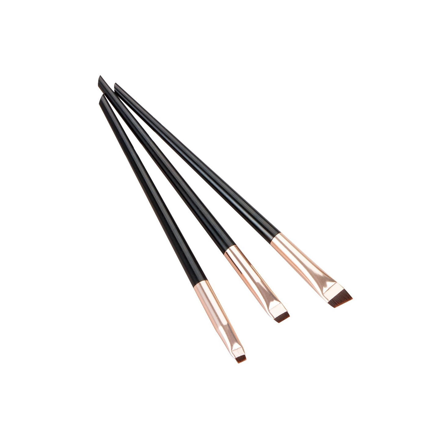 3stk Makeup Børster Øjenskygge Eyeliner Øjenbrynsmakeup - Sort+guld