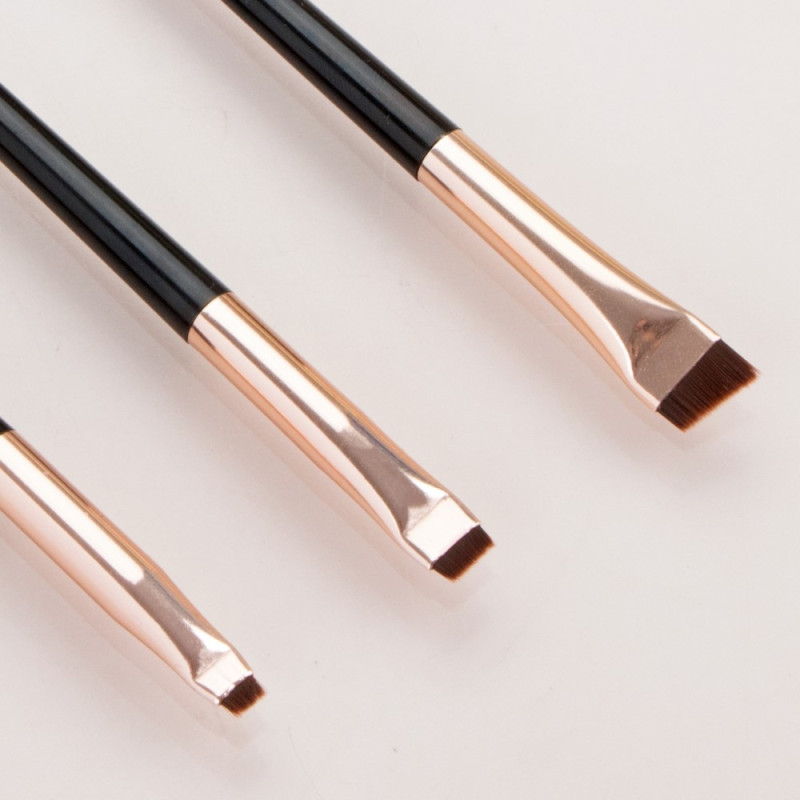 3stk Makeup Børster Øjenskygge Eyeliner Øjenbrynsmakeup - Sort+guld
