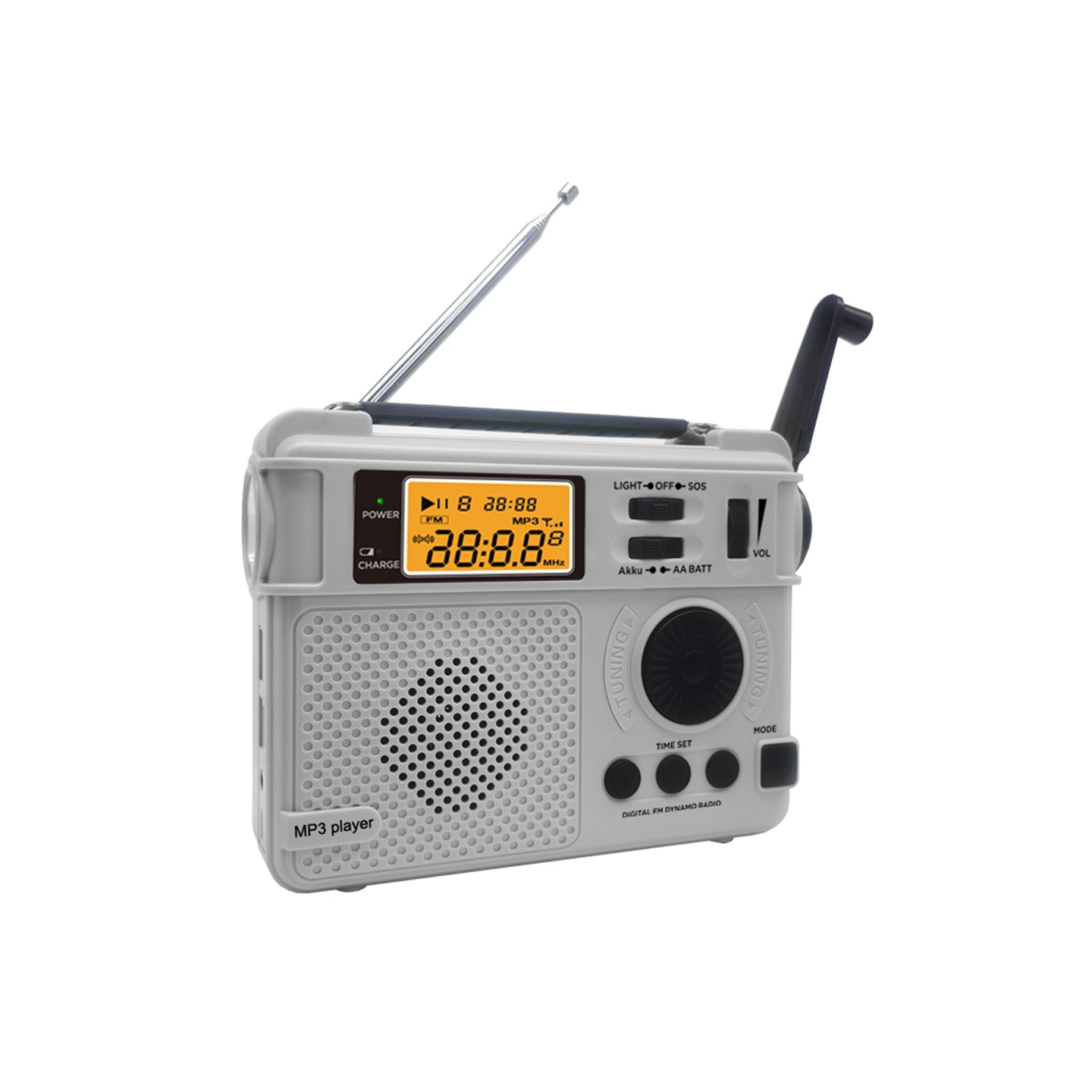 Emergency AM FM radio Bluetooth player Hand crank generator PowerBank