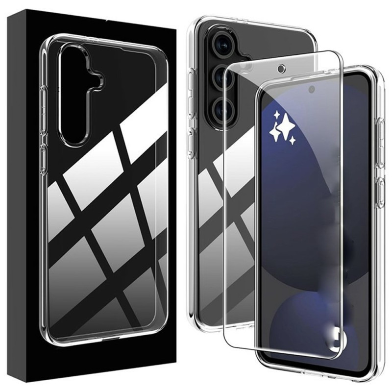 Til Samsung Galaxy A26 5G gennemsigtigt TPU mobilcover + skærmbeskytter