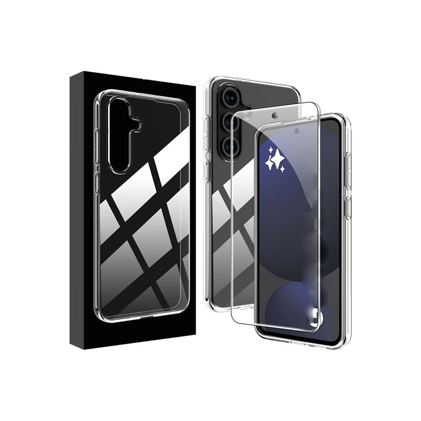 Til Samsung Galaxy A26 5G gennemsigtigt TPU mobilcover + skærmbeskytter