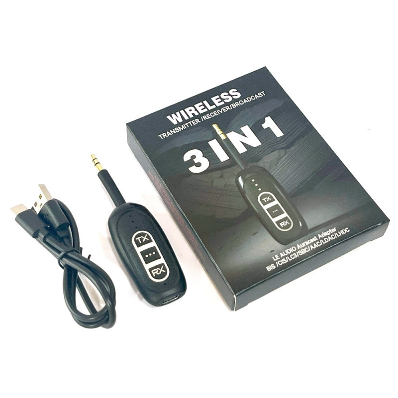 Bluetooth 5.4 Transmitter Receiver Low Latency 3.5mm Wireless Audio Adapter
