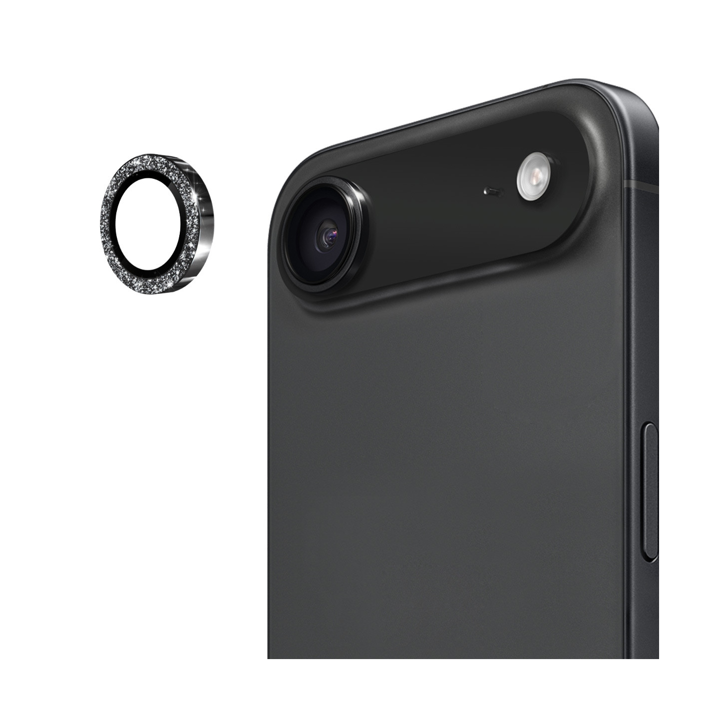 Til iPhone Air Kamera Linsebeskytter ENKAY Hat-Prince Glitter Dekor Hærdet Glas Linsefilm - Sort