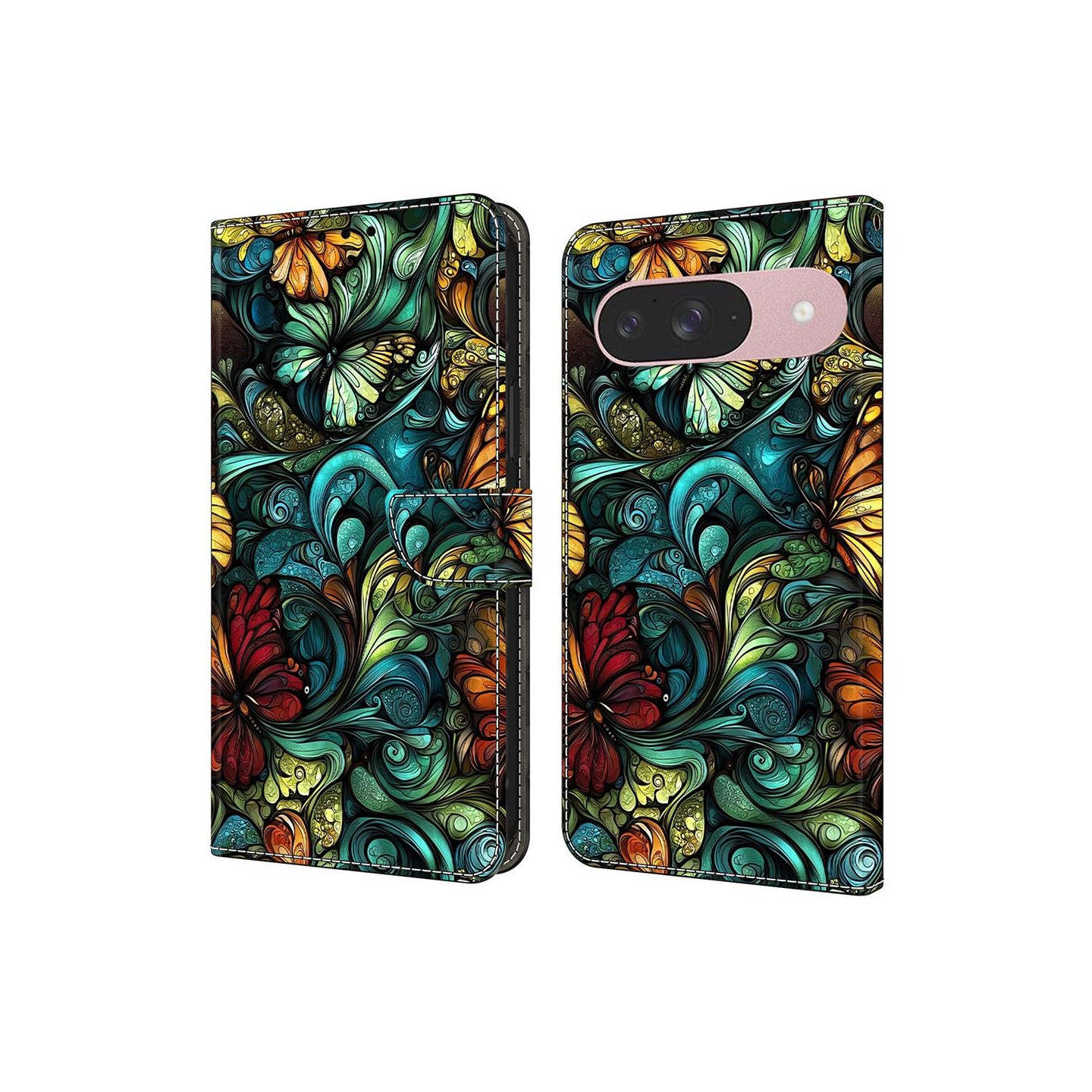 Google Pixel 10 Pro / 10 / 9 Pro / 9 Lompakkokotelo Kuvioitu PU-luomu Flip Teline Puhelinsuojus