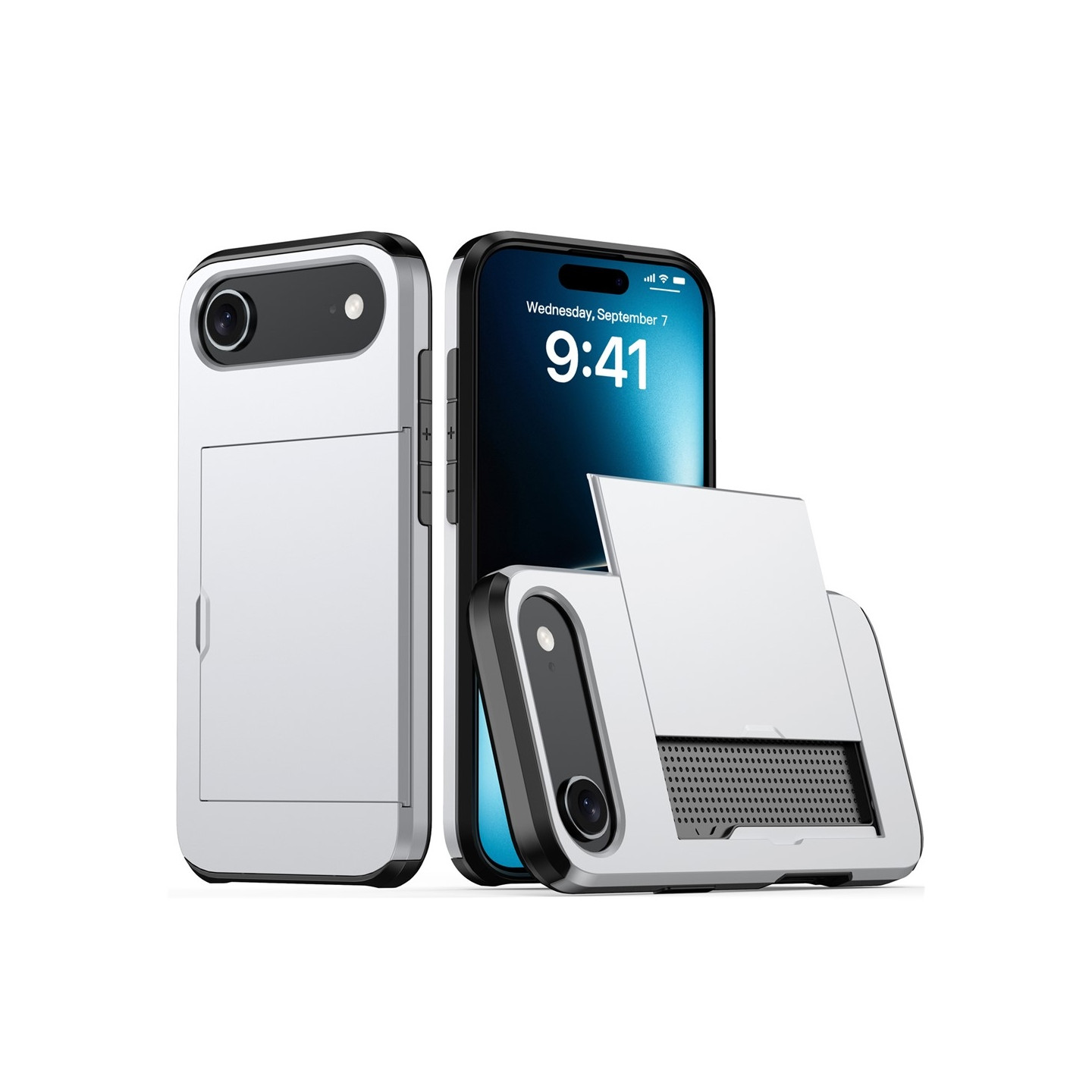 AMORUS For iPhone Air Deksel med Skyvbar Kortholder PC TPU Bakdeksel