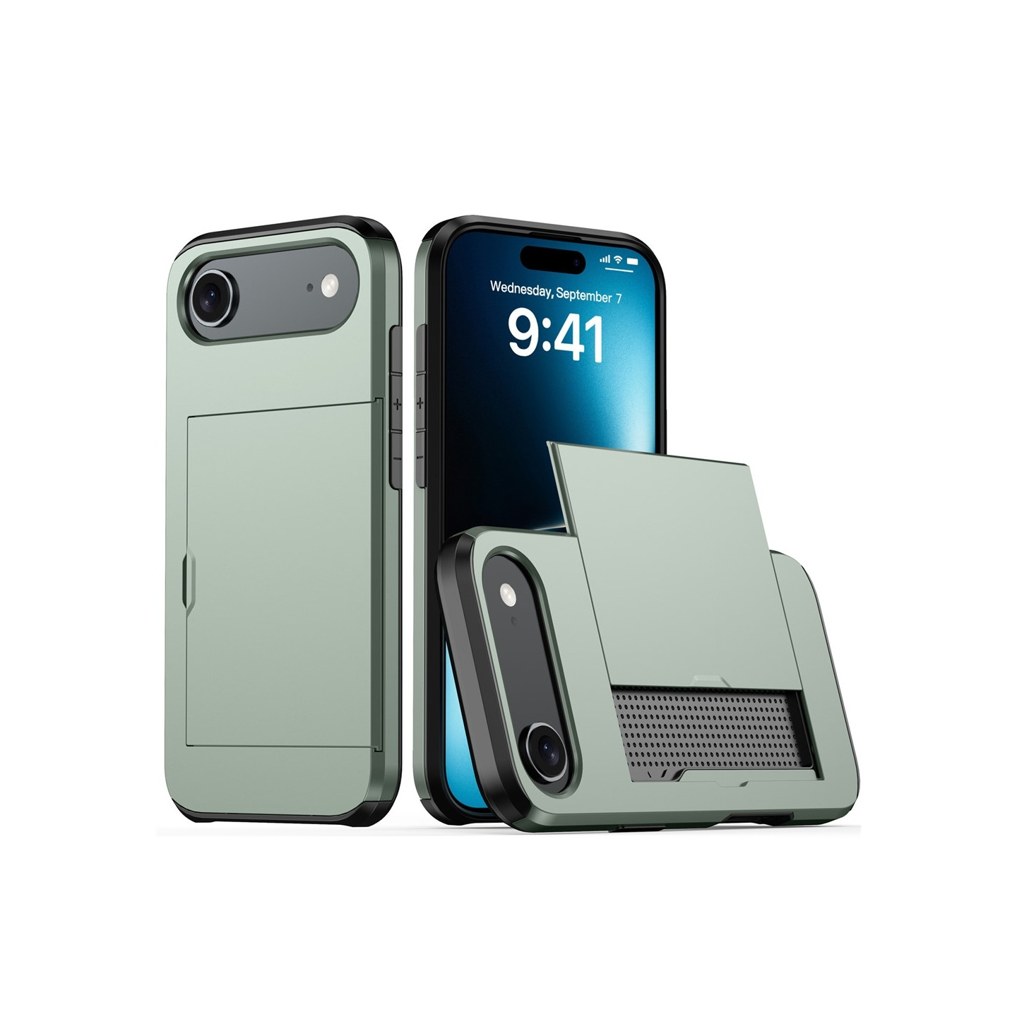 AMORUS For iPhone Air Deksel med Skyvbar Kortholder PC TPU Bakdeksel