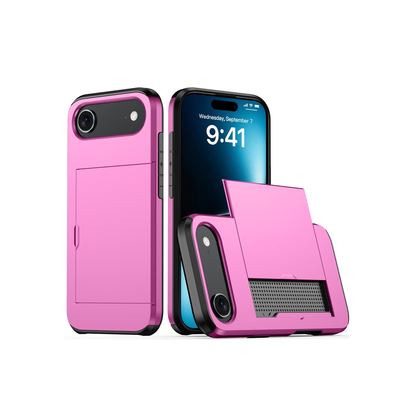 AMORUS For iPhone Air Deksel med Skyvbar Kortholder PC TPU Bakdeksel