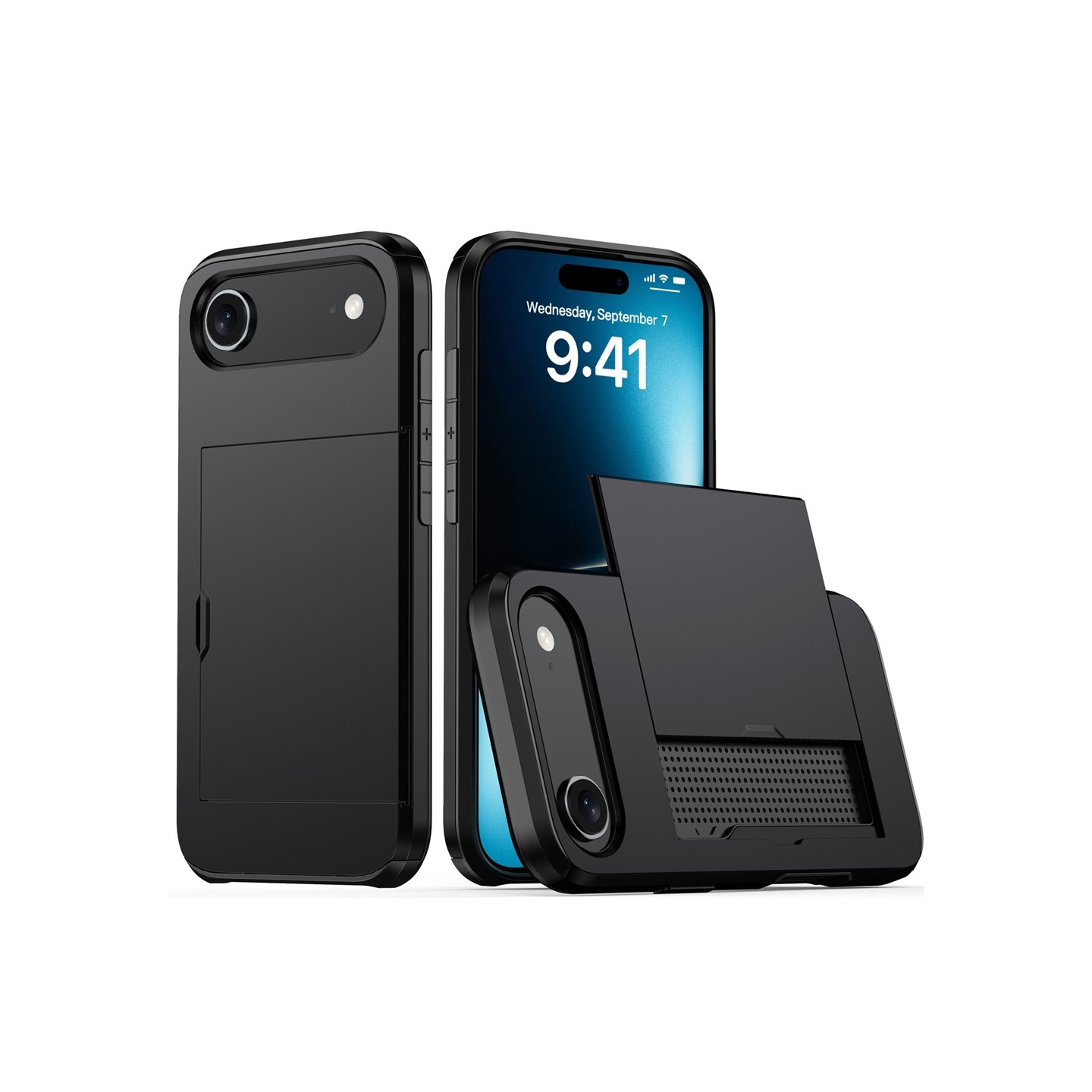 AMORUS Til iPhone Air Cover med Skydbart Kortholder PC TPU Bagside Cover