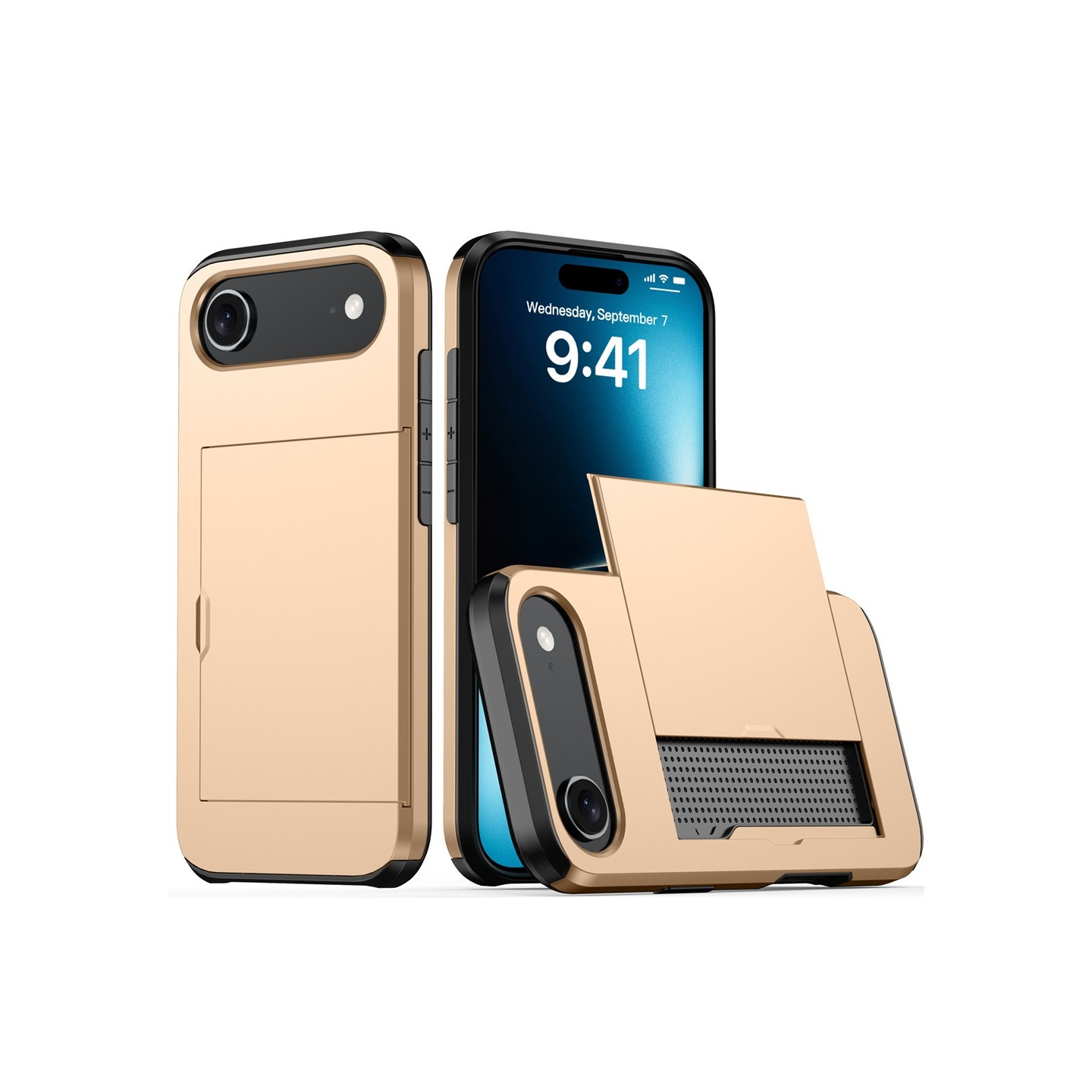 AMORUS For iPhone Air Case with Sliding Card Holder PC TPU Back Cover