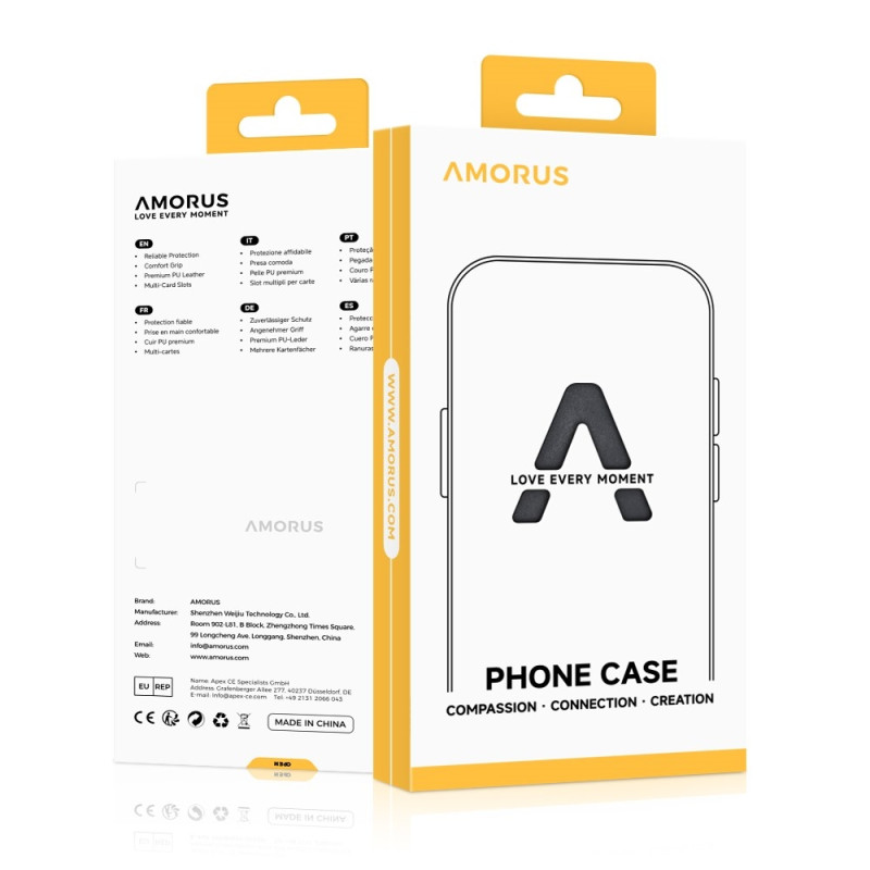 AMORUS For iPhone Air Case with Sliding Card Holder PC TPU Back Cover