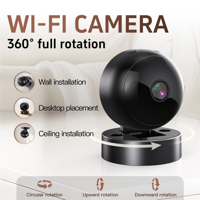 Surveillance Camera WiFi Mini Camera Real Time Remote Monitoring Night Vision 32GB Card