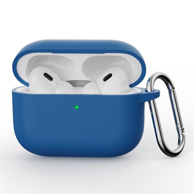 Til AirPods Pro 3 Silikone Etui Integreret Bluetooth Høretelefon Cover med Krog - Lake Blue