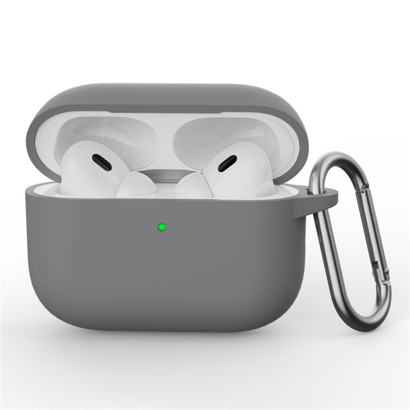 Til AirPods Pro 3 Silikondeksel Integrert Bluetooth-øretelefondeksel med krok - Mørkegrå