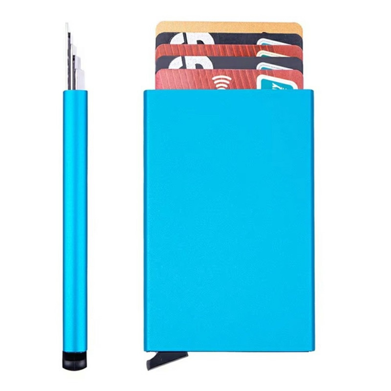 RFID Blocking Aluminum Card Holder Slim Design Credit Card Holder - Blue