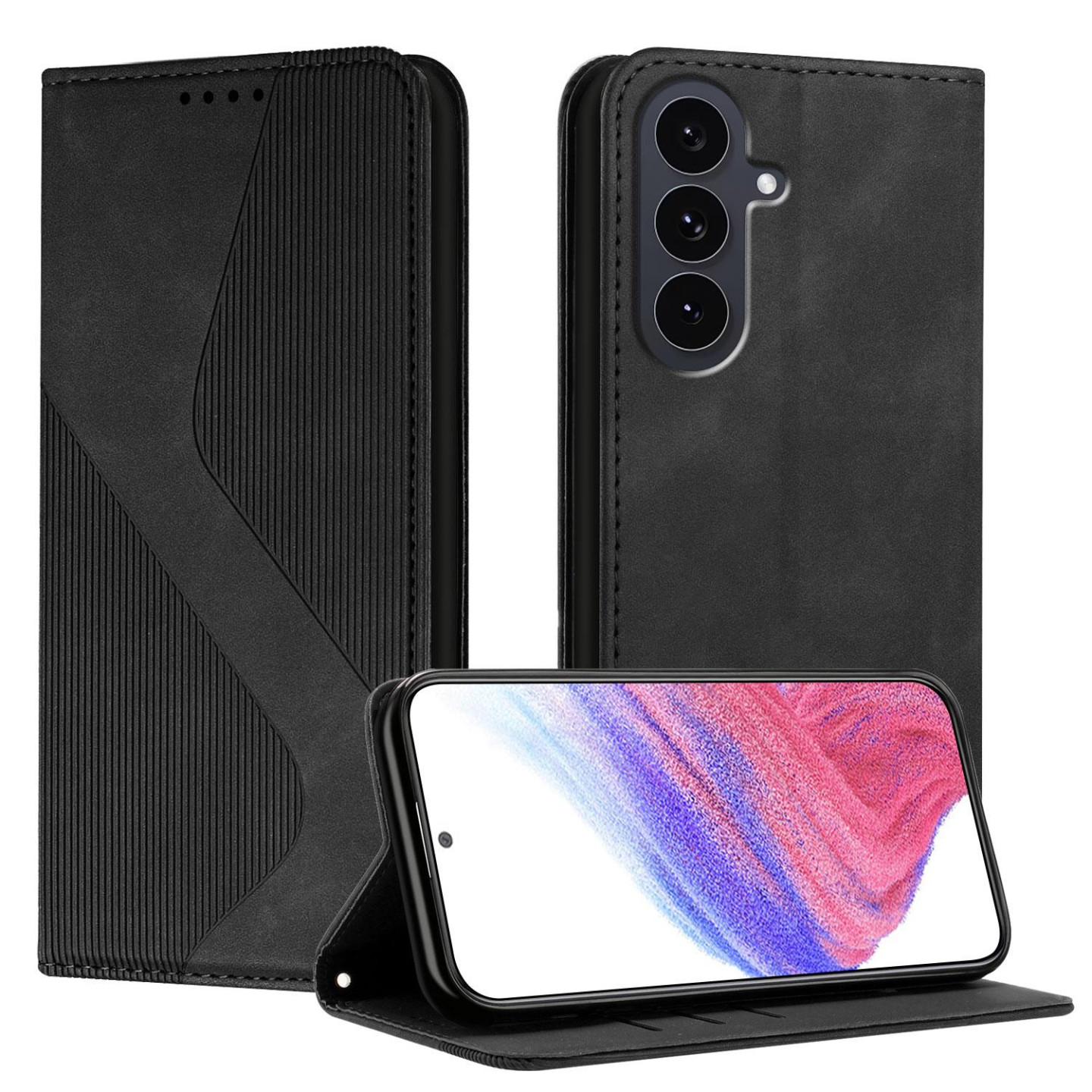 Pungcover til Samsung Galaxy A17 / Galaxy A26 med stand skin-touch følelse - Sort