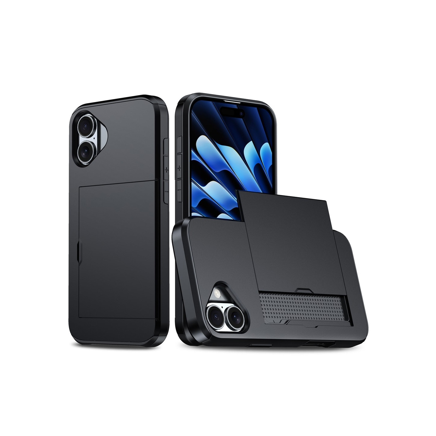 For iPhone 17 PC+TPU Phone Cover Sliding Card Holder