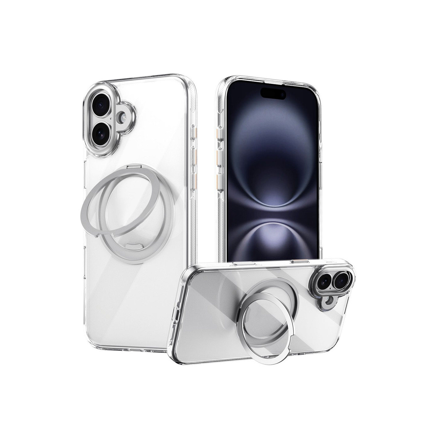 For iPhone 17 case compatible with MagSafe with kickstand TPU PC back cover