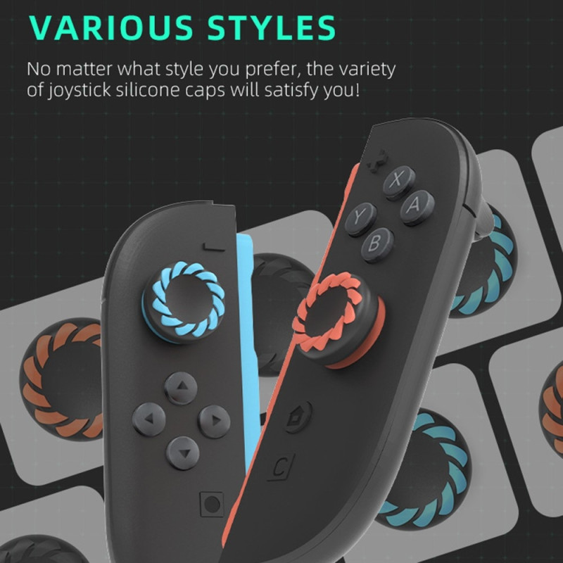 Kompatibel med Nintendo Switch 2, 4 stk. Joy-Con tommelgrep - Svart