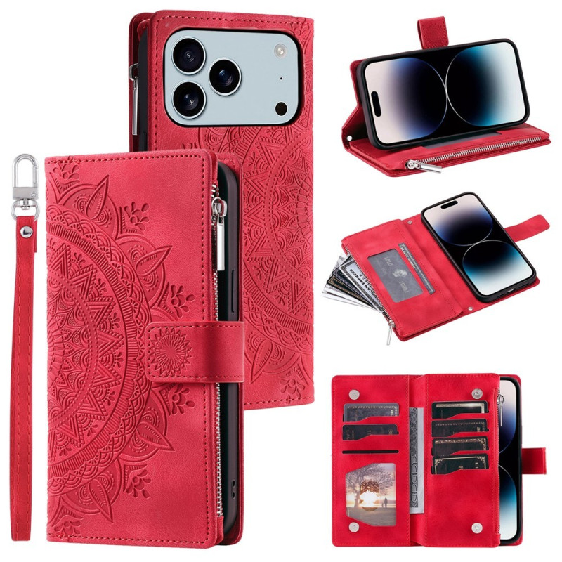 Lommeboketui kompatibelt med iPhone 17 Pro Max deksel etui mandala blomstermønster