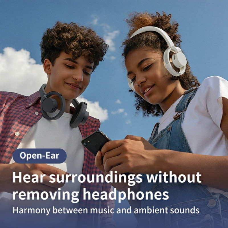 LC6200 Bluetooth vikbara hörlurar öppet öra ENC-brusreducerande headset - svarta